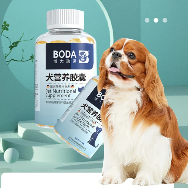 60 Capsules Dog Special Nutrition Soft Capsule Pet Deep-sea Fish Oil Supplement to Protect Joints, Enhance Resistance