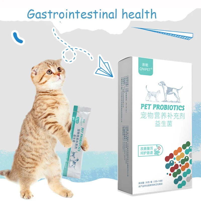 10 Bags/Box Gastrointestinal Health Probiotics for Cats ,Dogs PET Nutritional Supplements Diarrhea, Vomiting, Improve Appetite